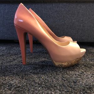 💣 Powder Nude Ombre Simpson Peep Toe Platform
